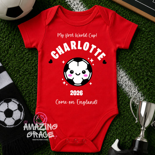 MY FIRST WORLD CUP personalised cotton baby vest