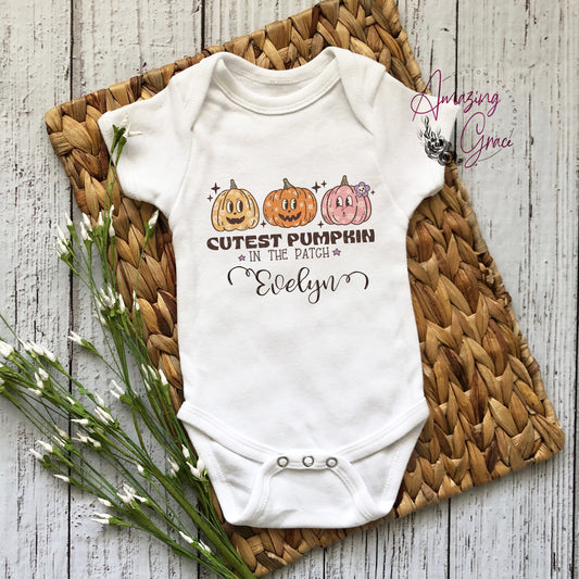 Personalised Halloween baby vest - cutest pumpkin