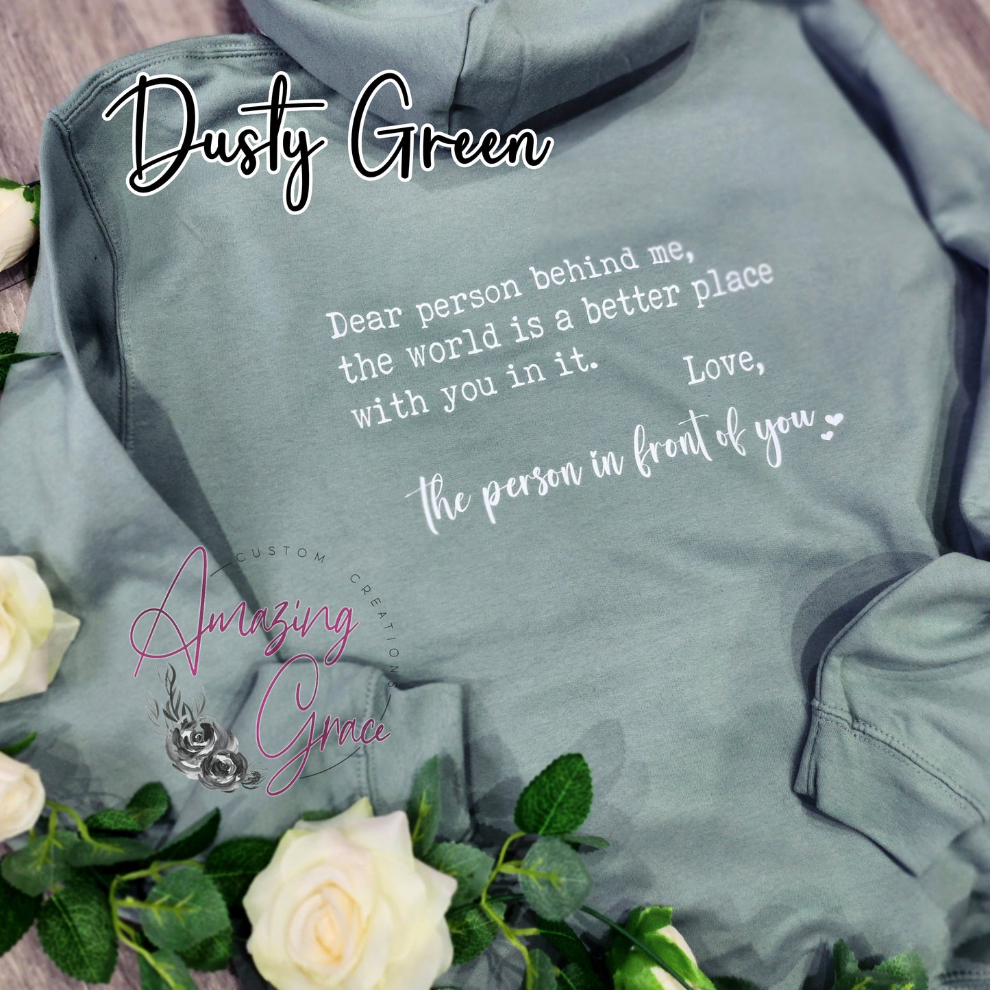 Dear person behind me 'you are enough’ custom print positivity hoodie