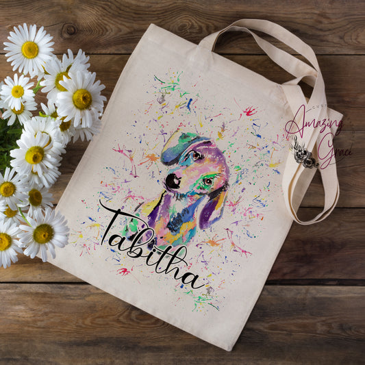 Watercolour splash Dachshund tote bag