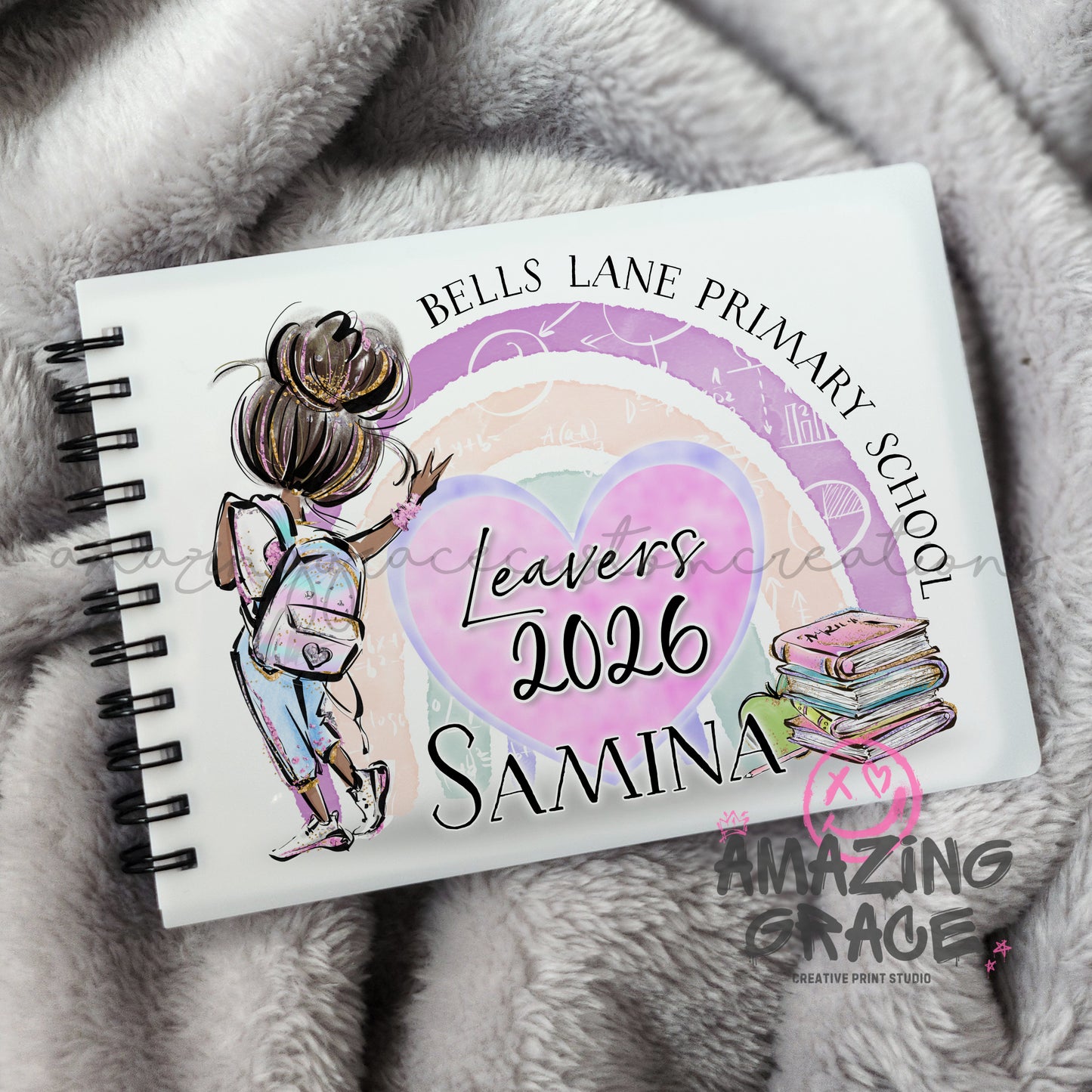 Personalised A6 leavers book - RAINBOW