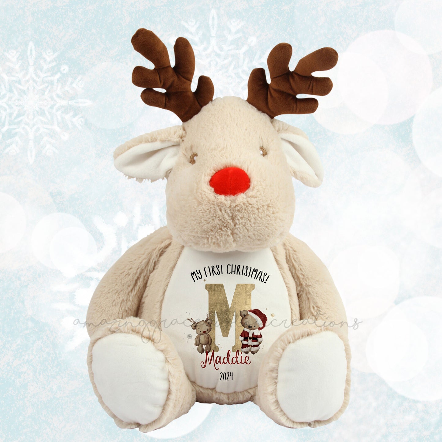 My 1st Christmas Personalised Reindeer Christmas teddy