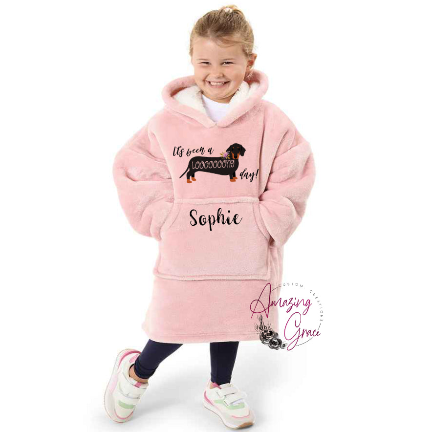 KIDS & ADULTS Its been a long day Dachshund snuggle hoody