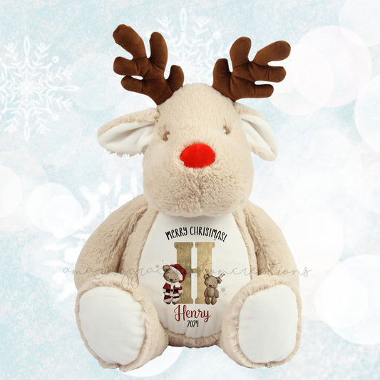Christmas Personalised Reindeer Christmas teddy