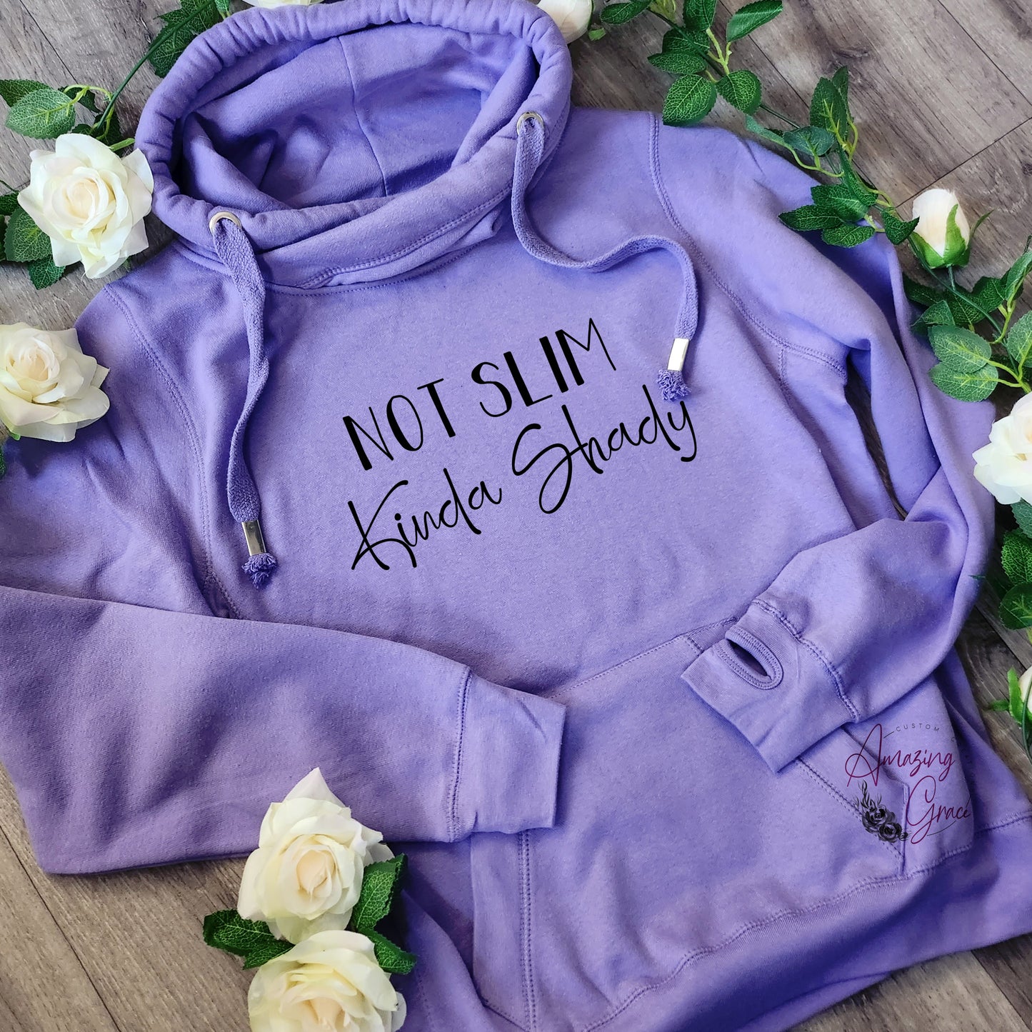 NOT SLIM KINDA SHADY Chunky neck hoody