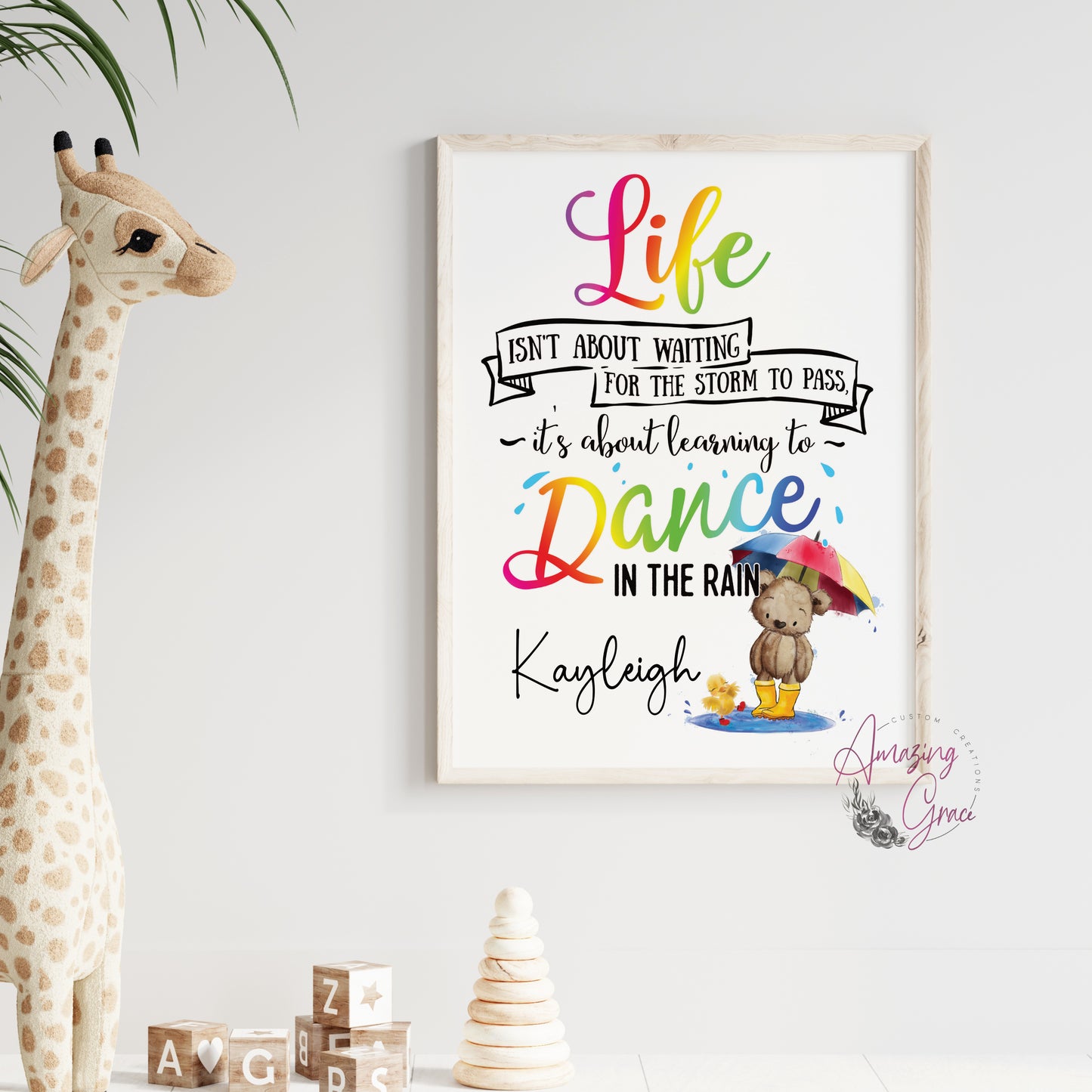 Personalised A4 positivity print - Dance in the rain