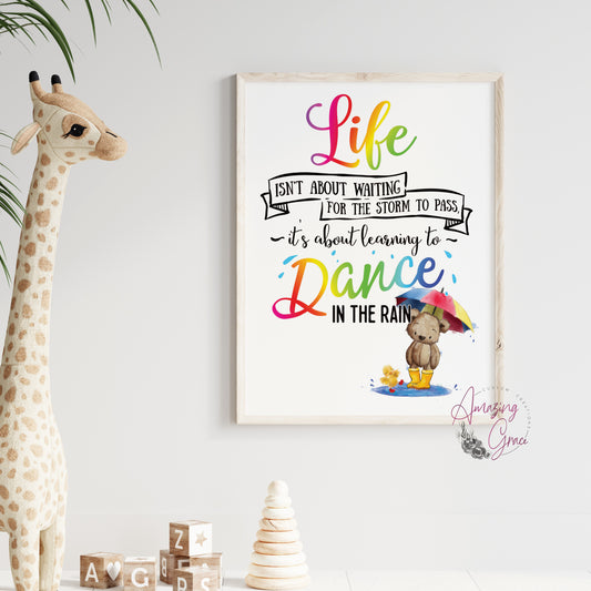 Personalised A4 positivity print - Dance in the rain