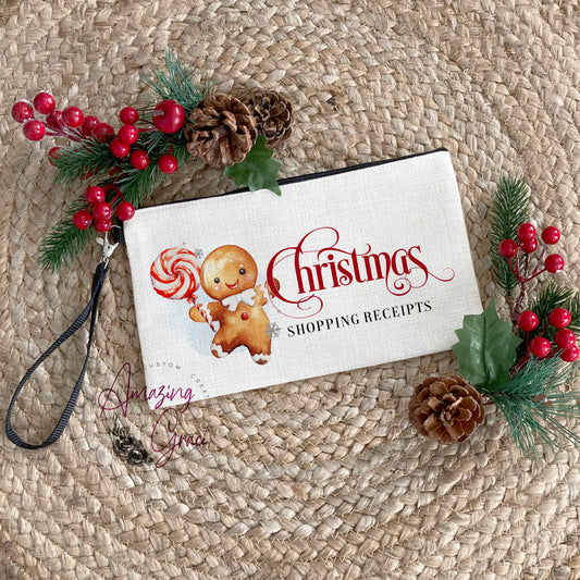 Linen zip up pouch - Christmas receipts - Gingerbread