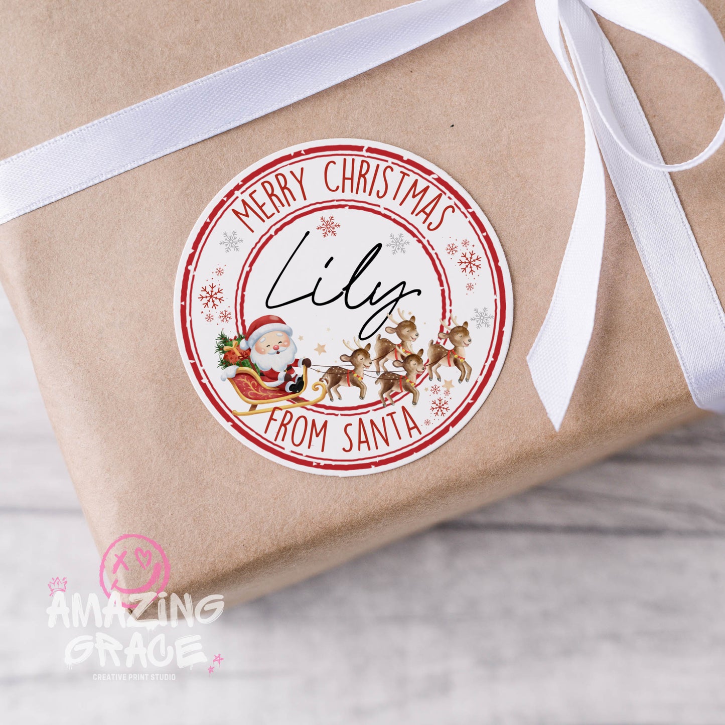 Personalised Christmas/Santa gift sticker sheet