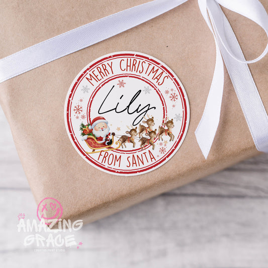 Personalised Christmas/Santa gift sticker sheet