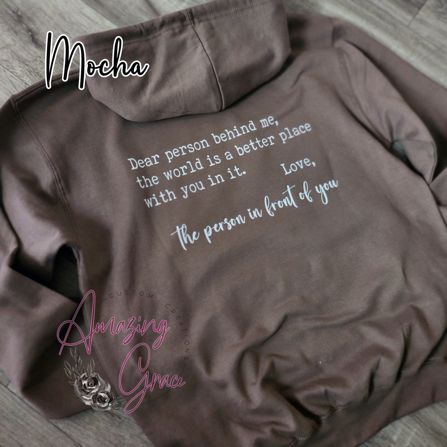 Dear person behind me 'you are enough’ custom print positivity hoodie