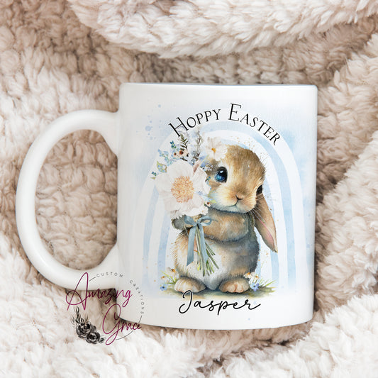 Personalised Spring bunny Easter mug and/or coaster