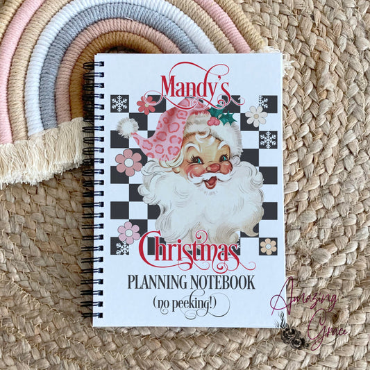 Personalised Retro Santa - Christmas planning notebook
