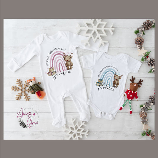 REINBOW - 1st Christmas Baby Grow / Sleepsuit