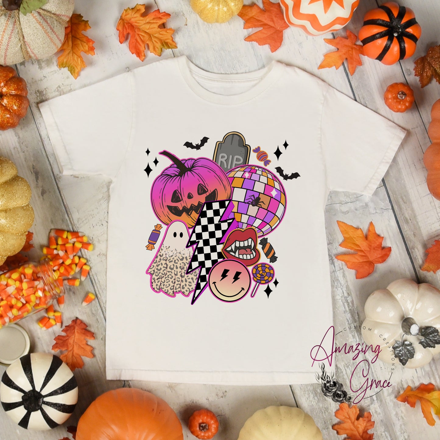 Retro Halloween t-shirt all sizes (3months - adults 2xl)