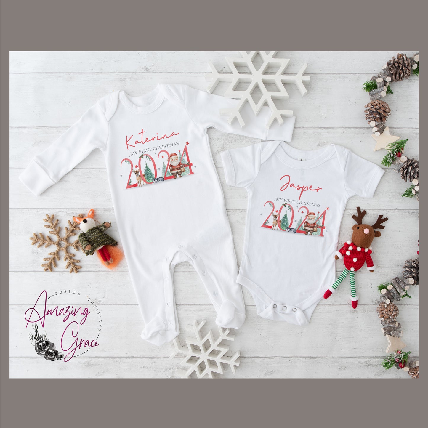 2024  - 1st Christmas Baby Grow / Sleepsuit