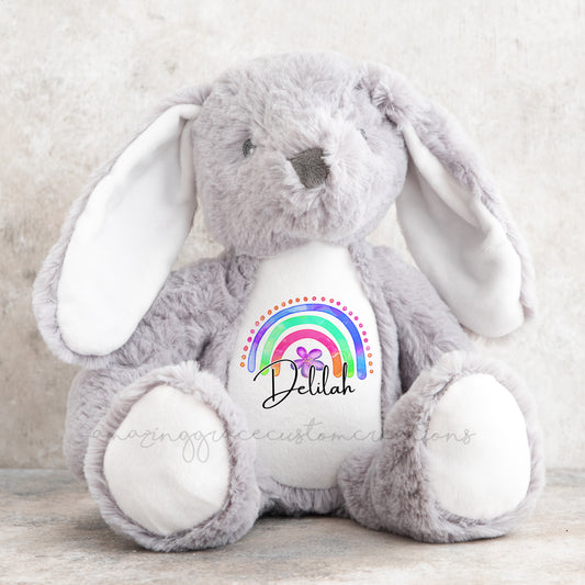 Personalised rainbow bunny- small teddy