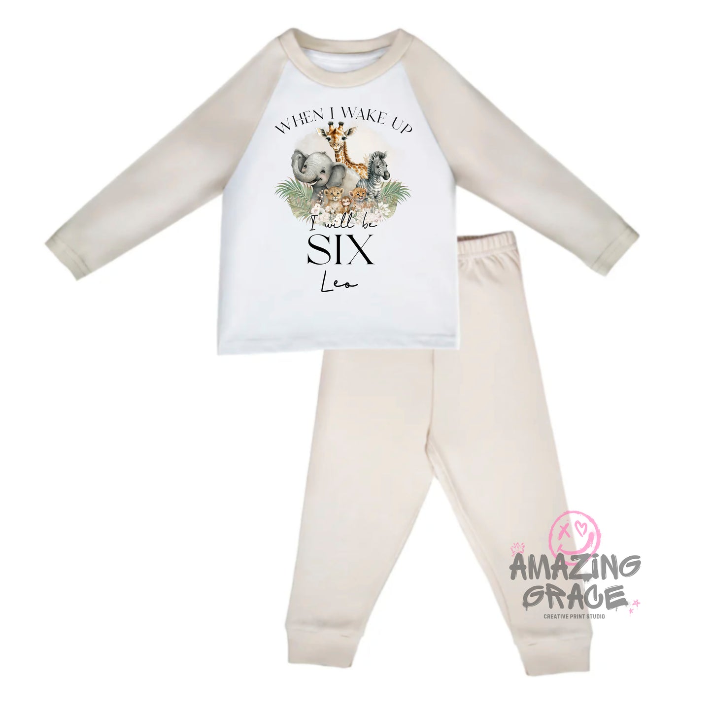 Personalised birthday pyjama's - SAFARI ALL AGES