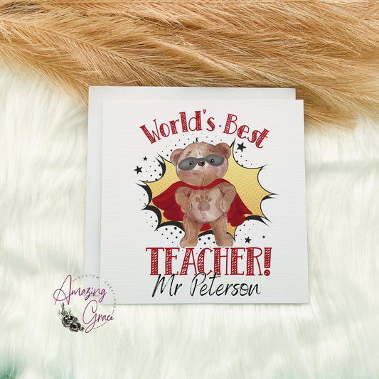 Worlds best teacher card