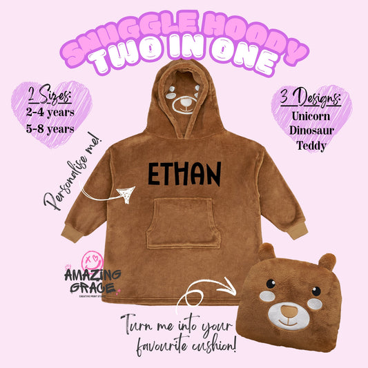 KIDS Oversize supersoft blanket hoodie & cushion/teddy