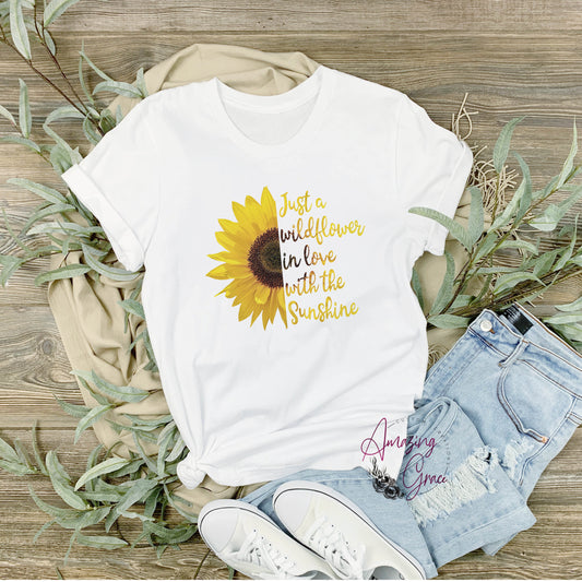 Adults tshirt - WILDFLOWER IN LOVE WITH THE SUNSHINE
