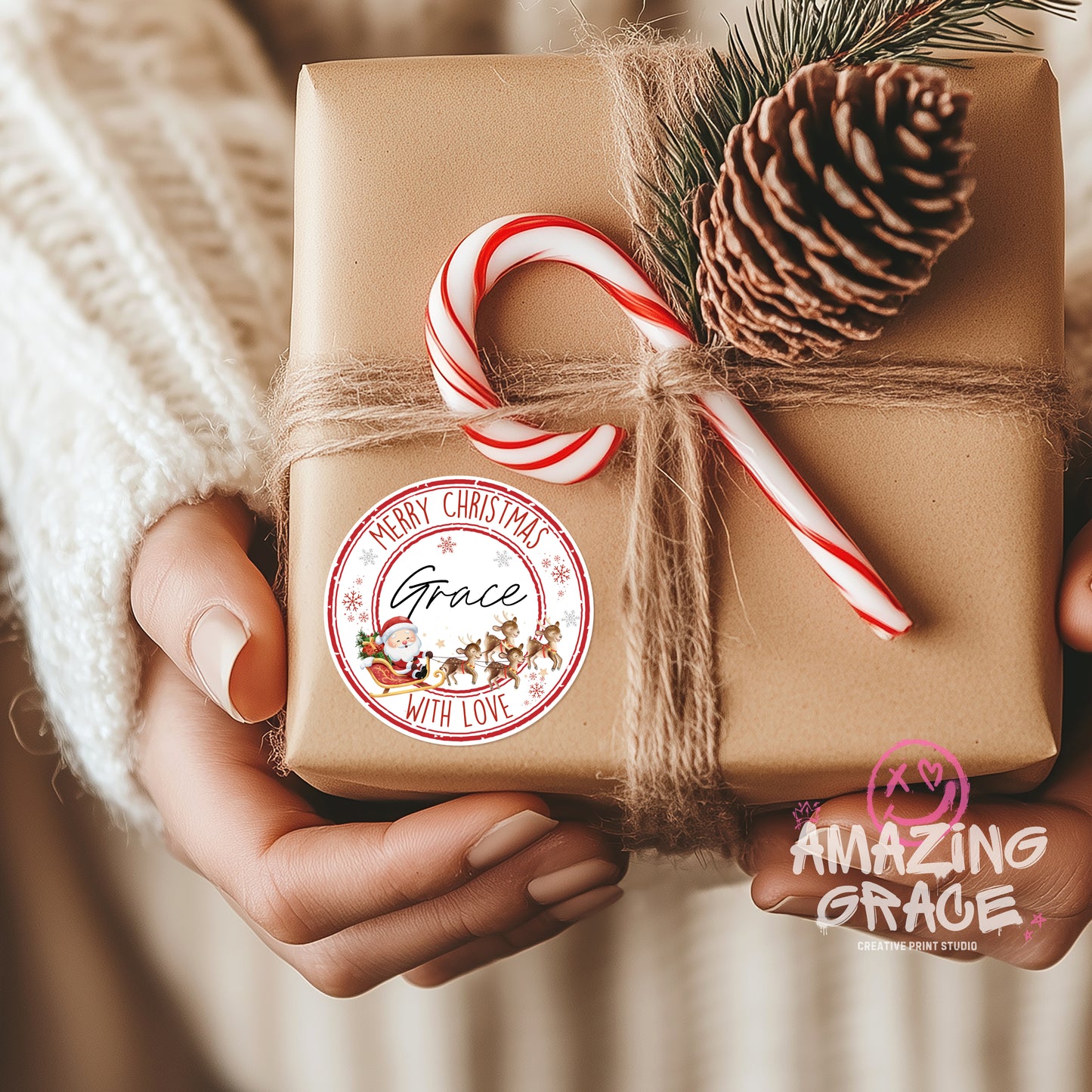 Personalised Christmas/Santa gift sticker sheet