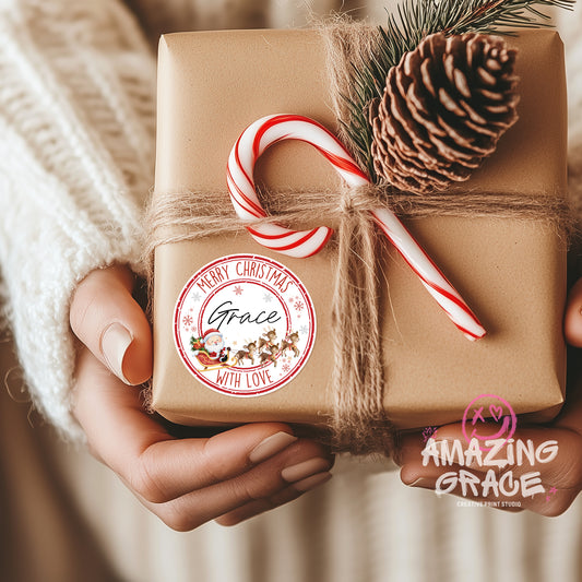 Personalised Christmas/Santa gift sticker sheet
