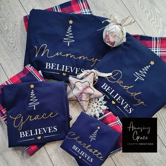 Children's/Adults BELIEVE PJs personalised pyjamas