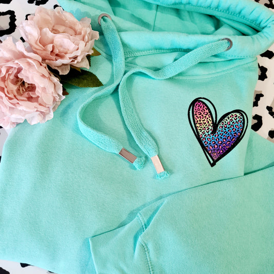 Chunky neck hoodie LEOPARD HEART
