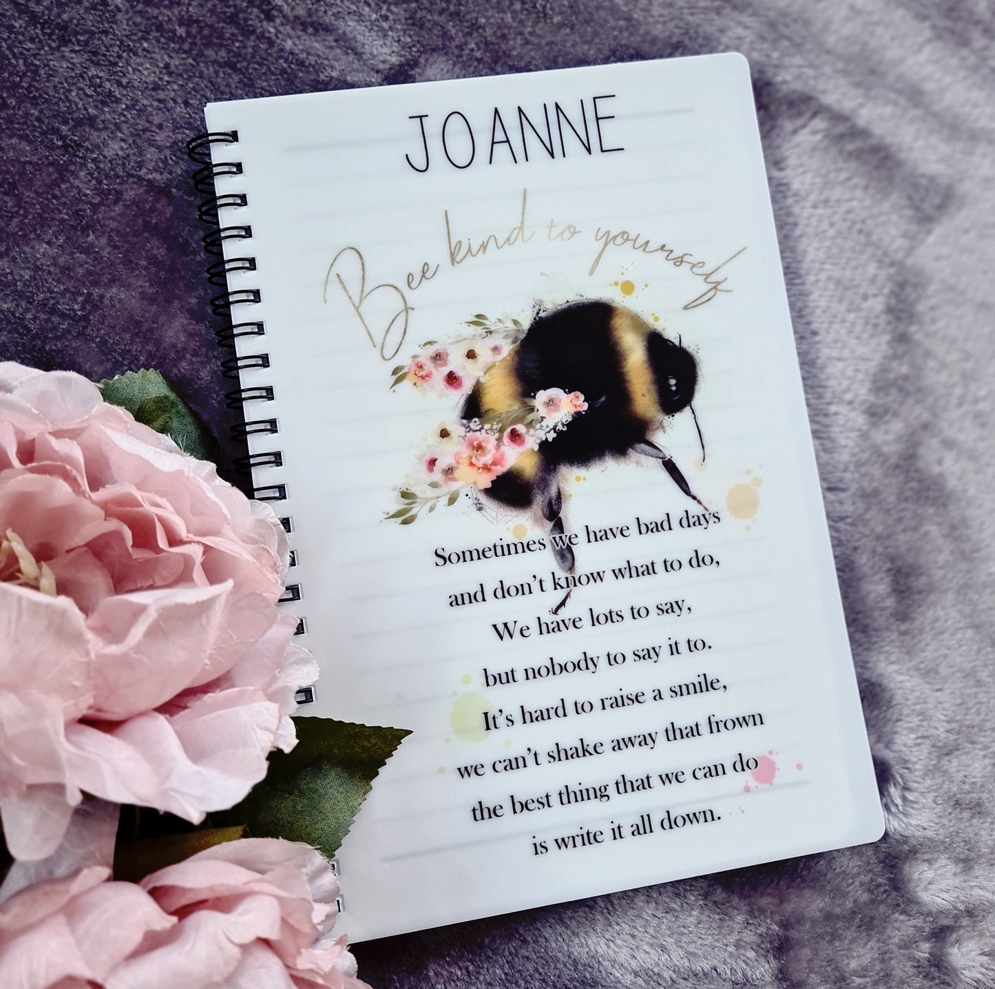 Personalised Bee positivity note book