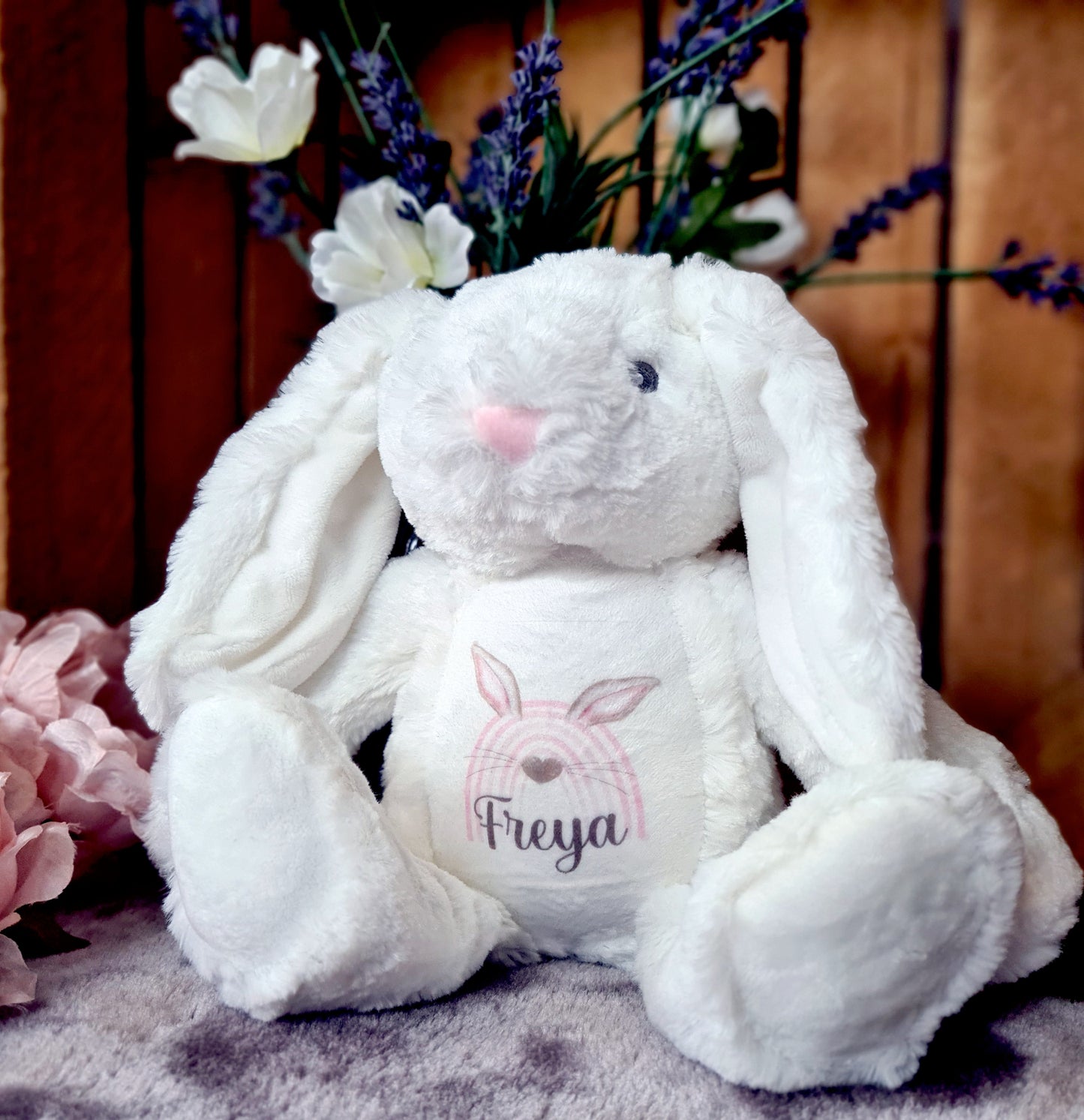 Personalised bunny-bow small teddy