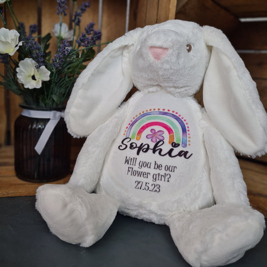 Personalised Flower girl Bunny teddy - 2 sizes