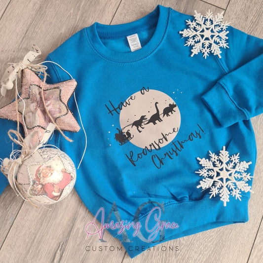 Children & Adults Christmas DINOSAUR SWEATSHIRT