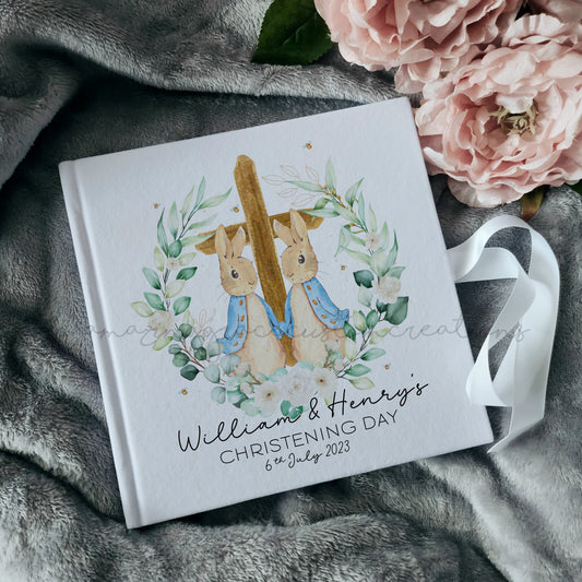 Personalised twins christening guestbook