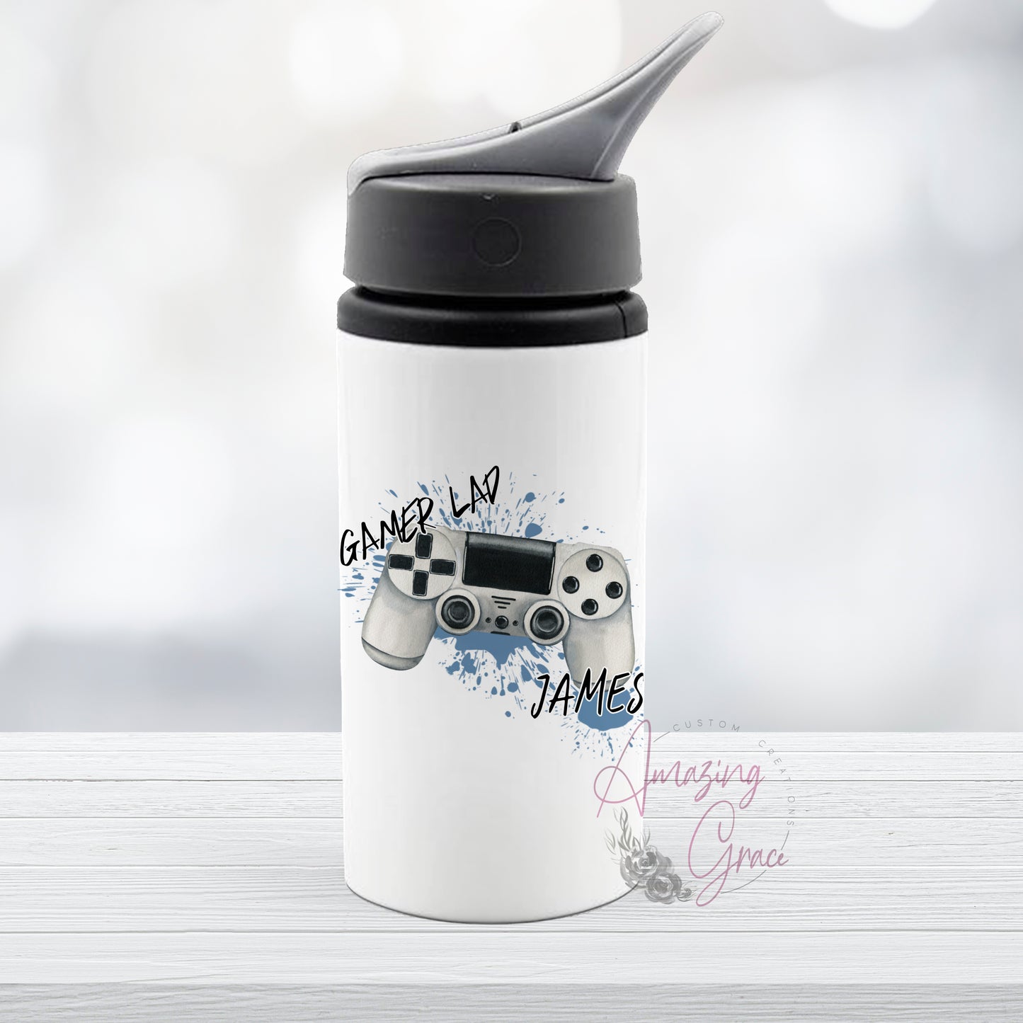 Personalised steel drinks bottle Gaming design