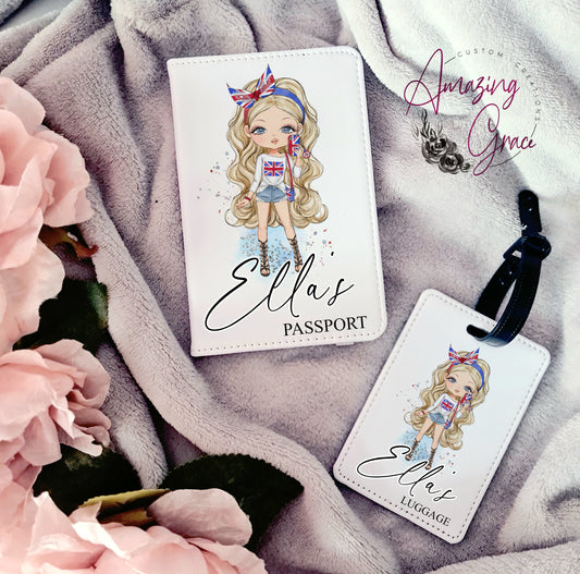 Personalised passport & luggage tag set