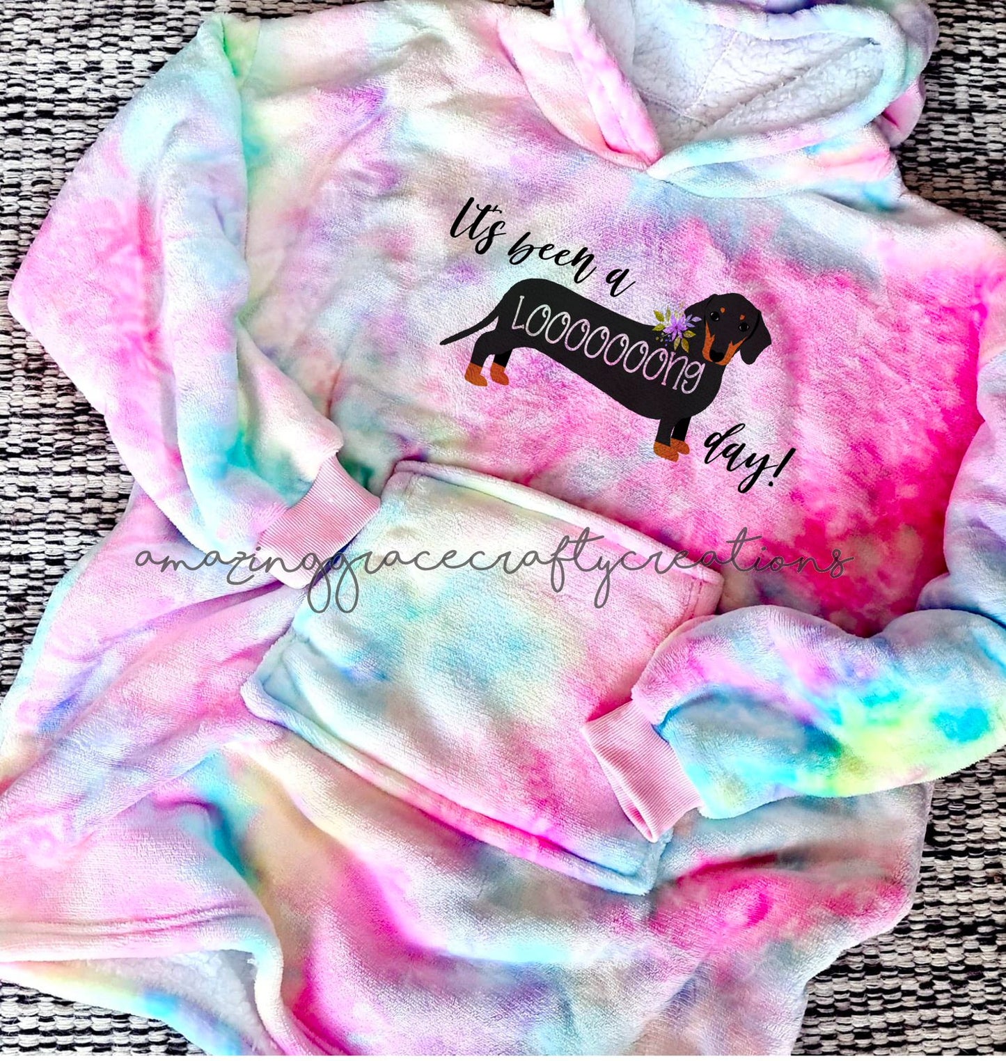 Special Edition Tie-Dye Dachshund theme snuggle hoody