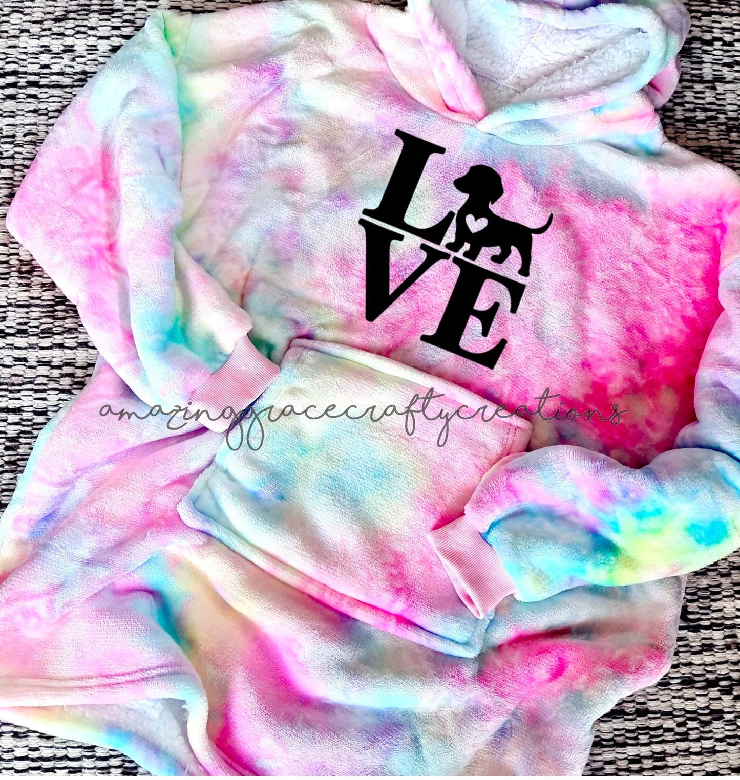 Special Edition Tie-Dye Dachshund theme snuggle hoody