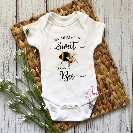 Mothers day floral bee design baby vest