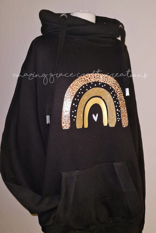Chunky neck hoodie LEOPARD RAINBOW