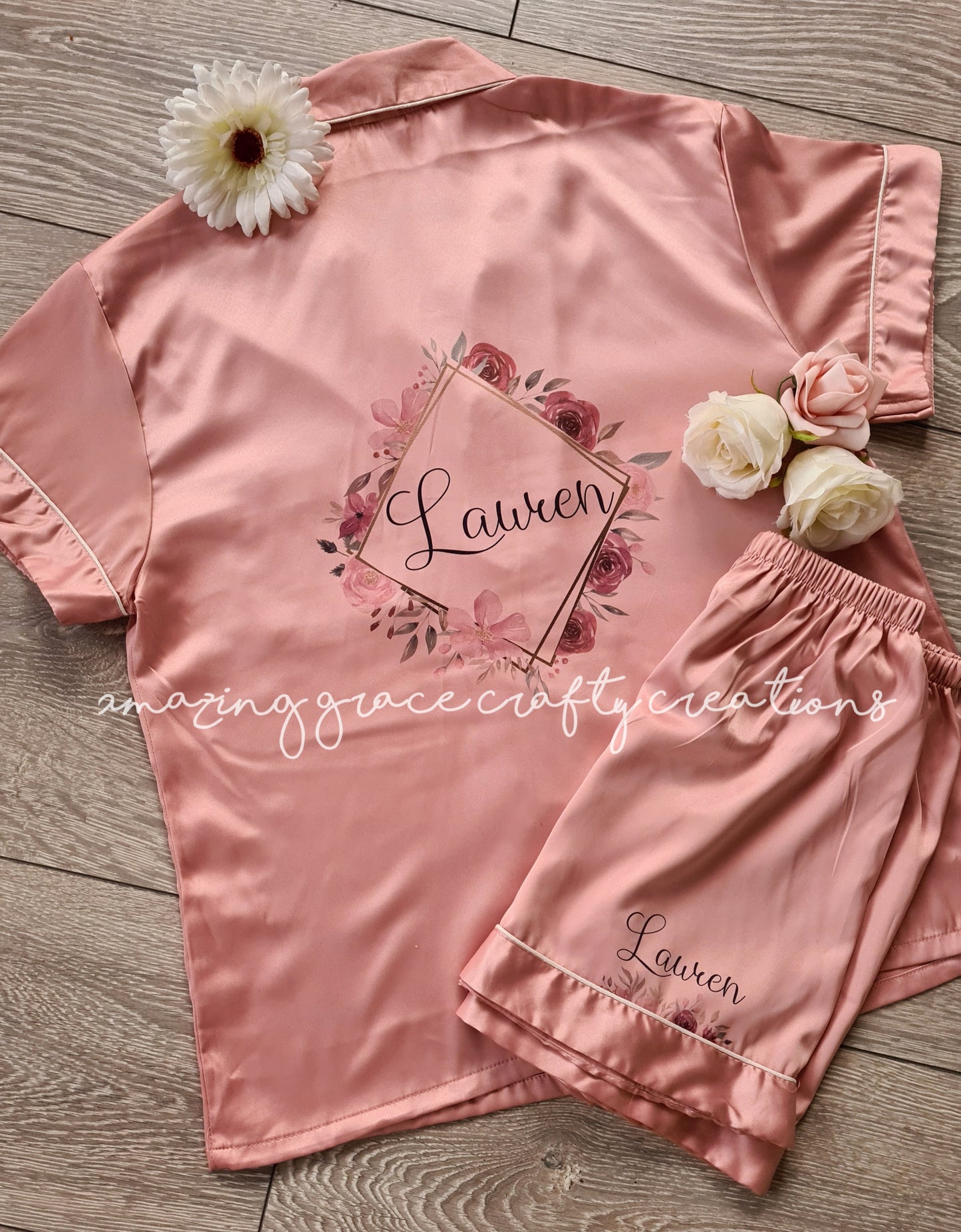 Satin PJ's Large floral frame Children & Adults