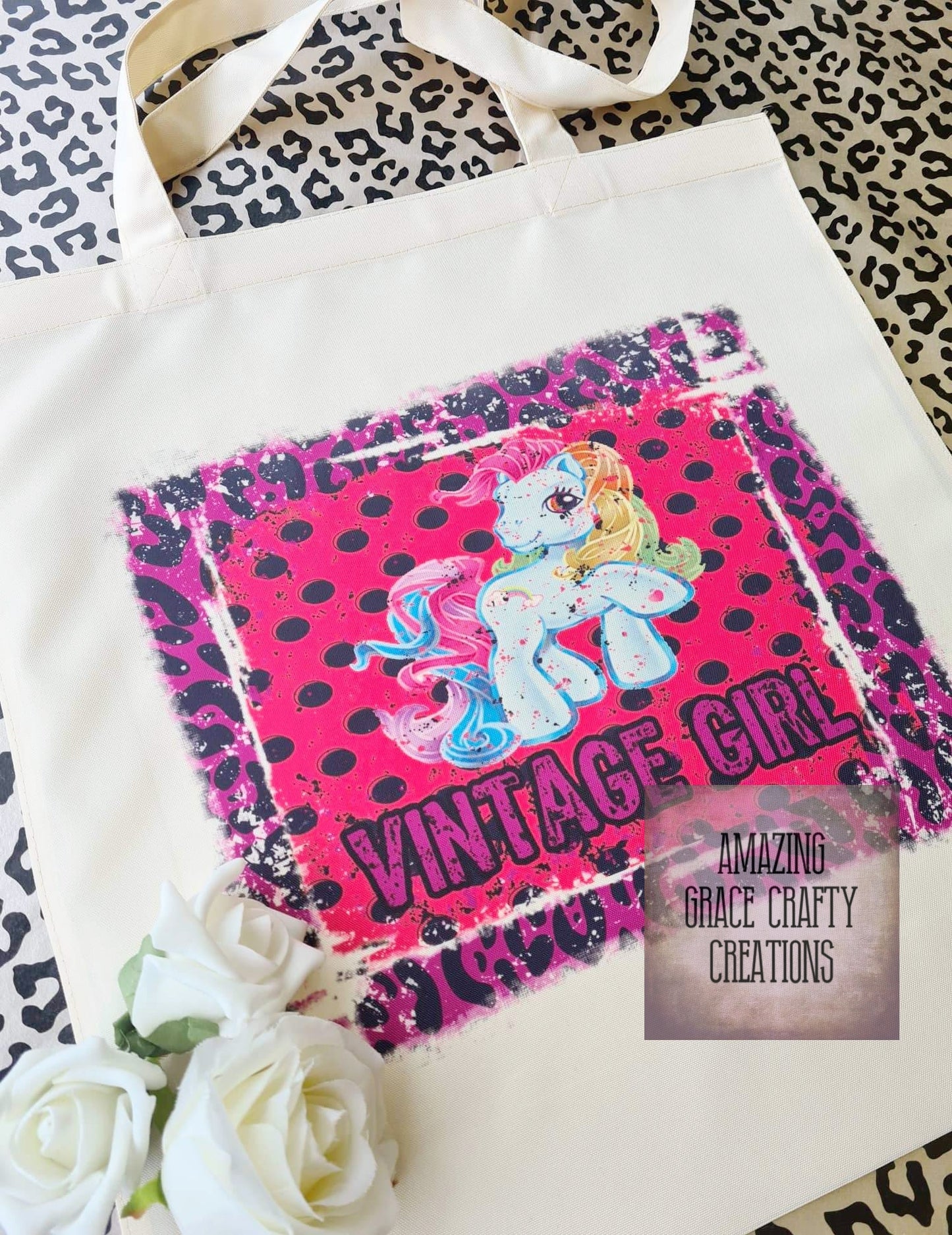 MLP style vintage girl tote bag