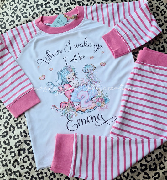 Toddler birthday PJ's - Pink MERMAID DESIGN