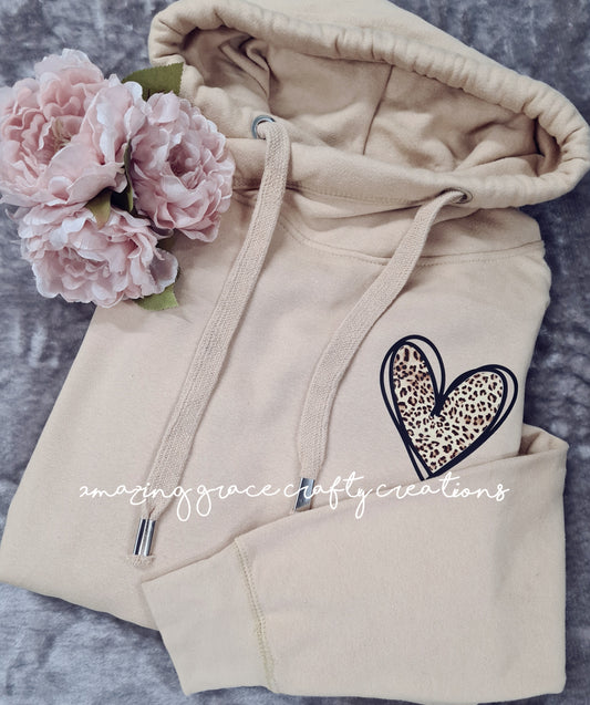 Chunky neck hoodie LEOPARD HEART