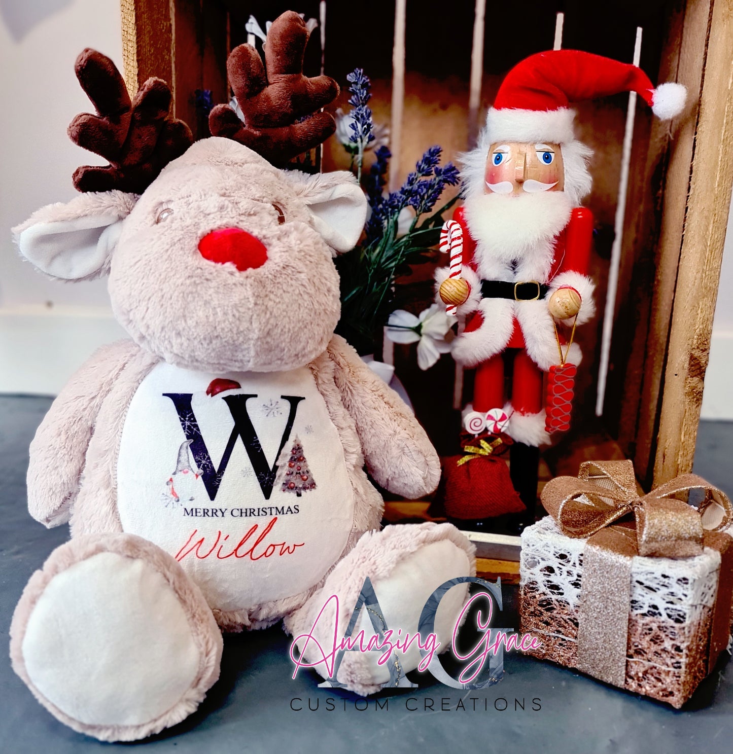 Personalised Reindeer Christmas teddy