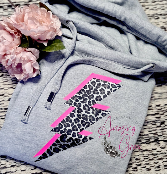 NEON LIGHTNING BOLT chunky neck hoody