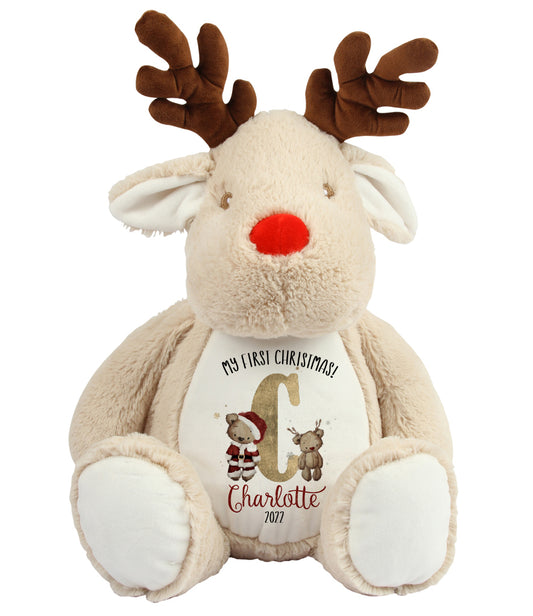 My 1st Christmas Personalised Reindeer Christmas teddy