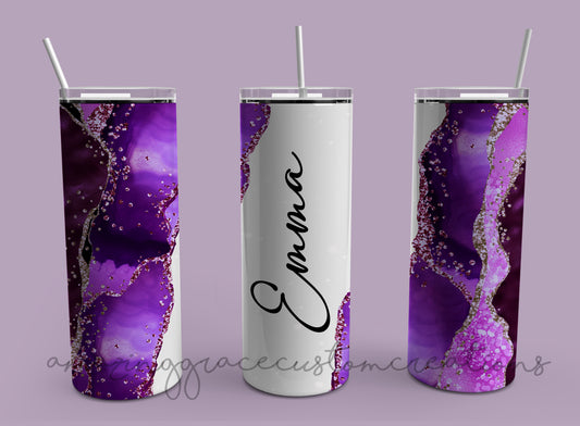 Marble print personalised steel tall 20oz hot/cold drinks tumbler