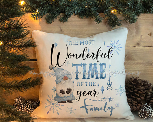 Christmas family Gnome cushion PERSONALISED/GENERIC