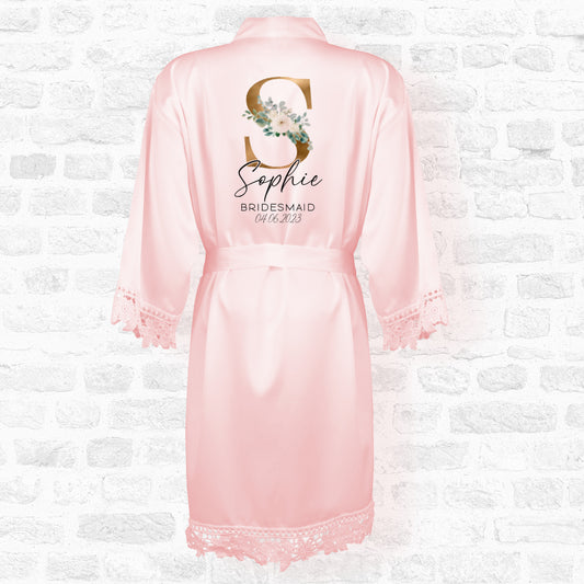 Children & Adults Personalised Printed Letter Satin Wedding Robes